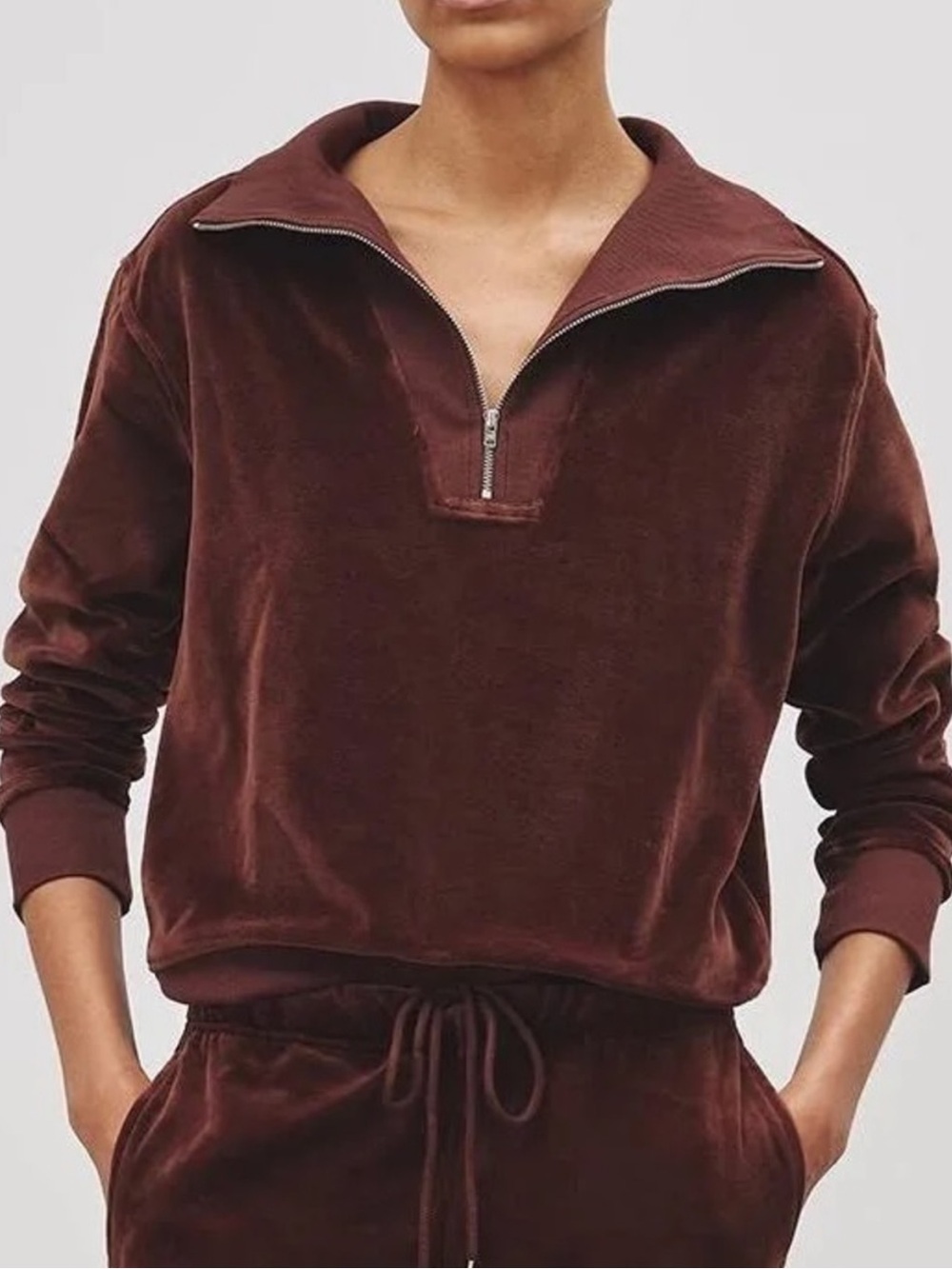 Nili Lotan Brown Bentley Velour Sweatshirt Sz XS
